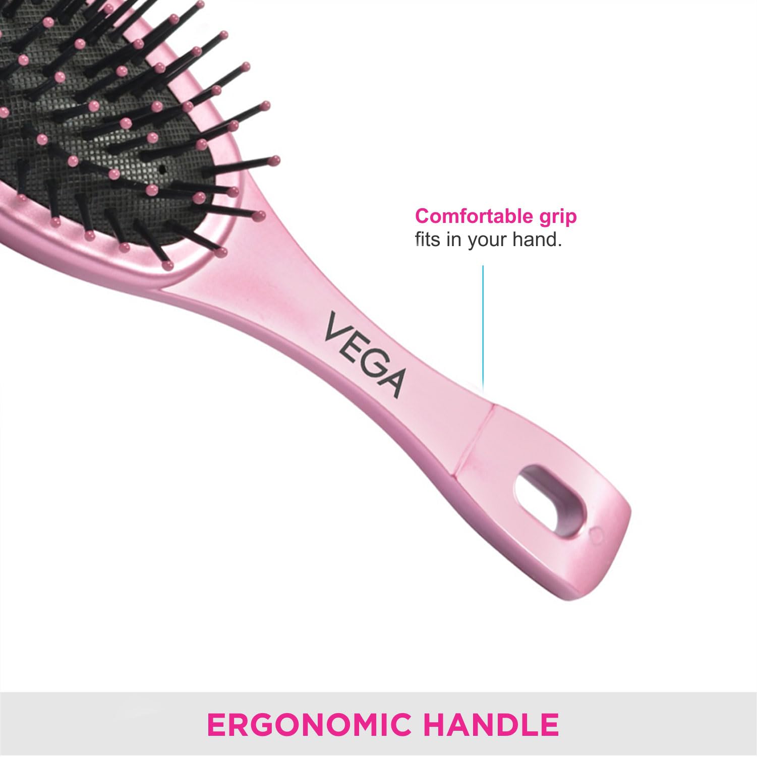 Vega Mini Flat Hair Brush for Men & Women - India's No. 1 Hair Brush Brand (R1-MB) - Perfect for Travel, Home & Salon Styling