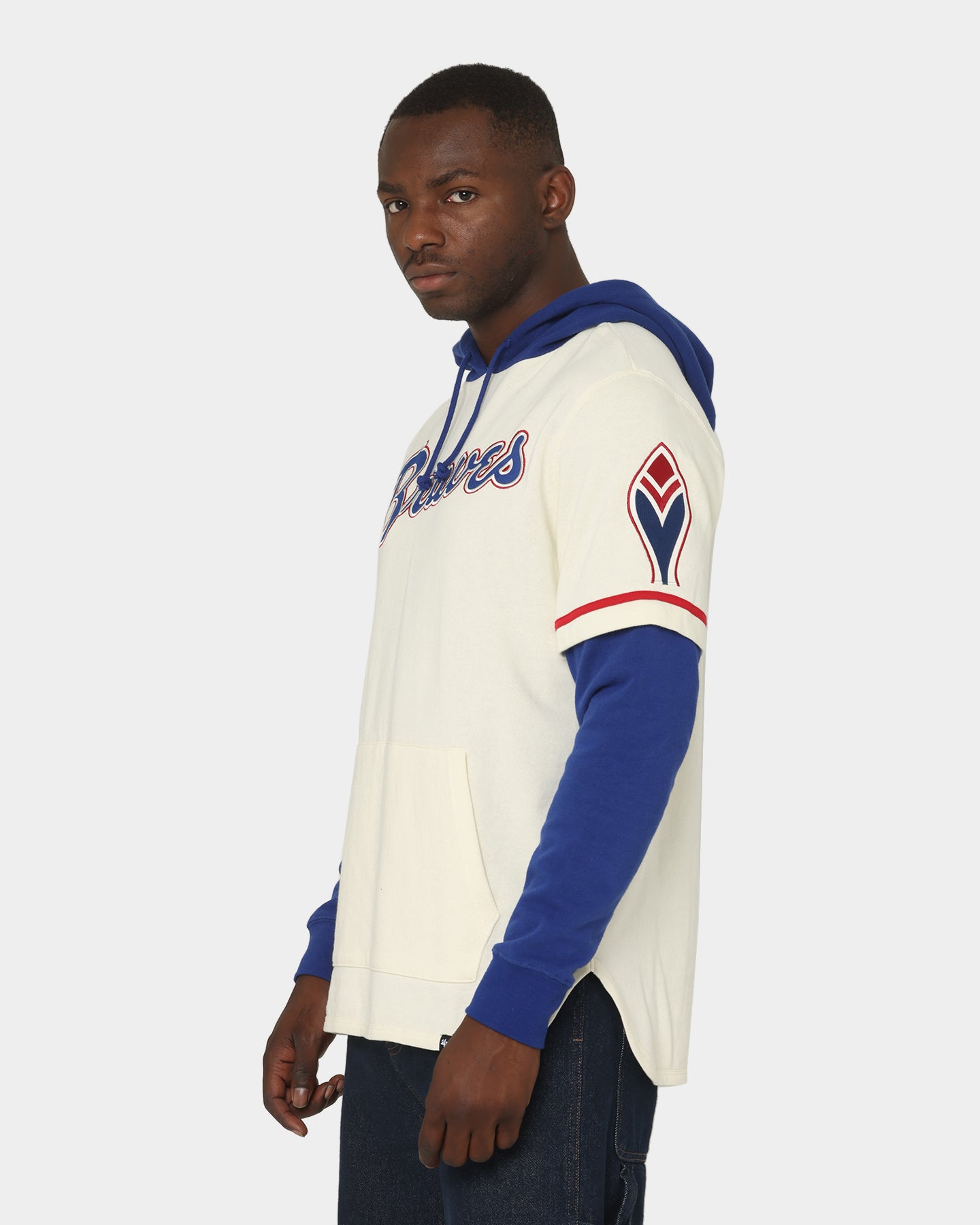 47 Brand Atlanta Braves Shortstop Hoodie Cream - Cozy MLB Fanwear for Men & Women - Perfect for Game Day, Casual Wear & Outdoor Activities