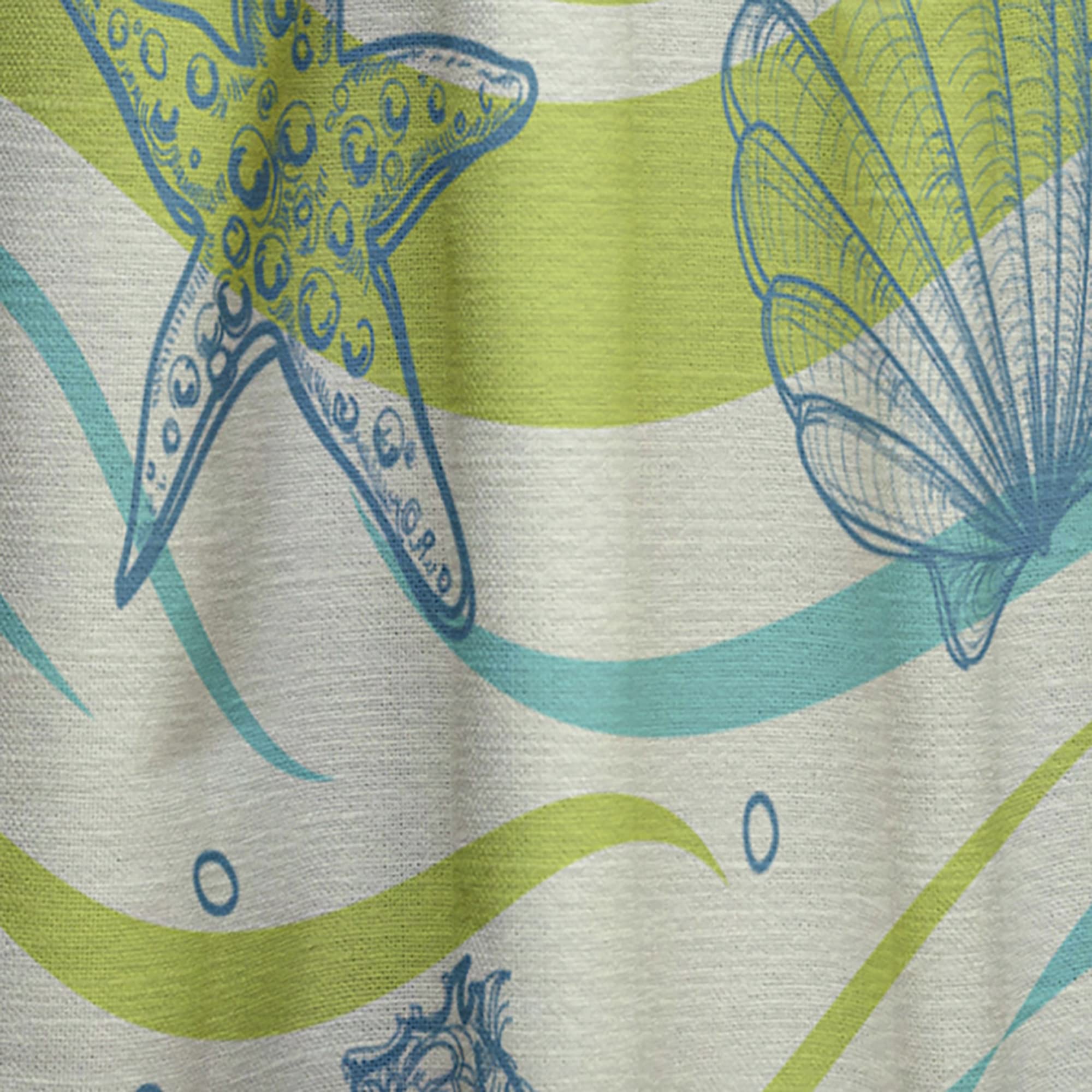 DesignQ Thermal Insulated Blackout Curtains - Underwater Sea Life with Seahorse & Starfish Print - Single Panel 52x95 Inches - Perfect for Bedroom & Living Room - Ocean Theme Home Decor