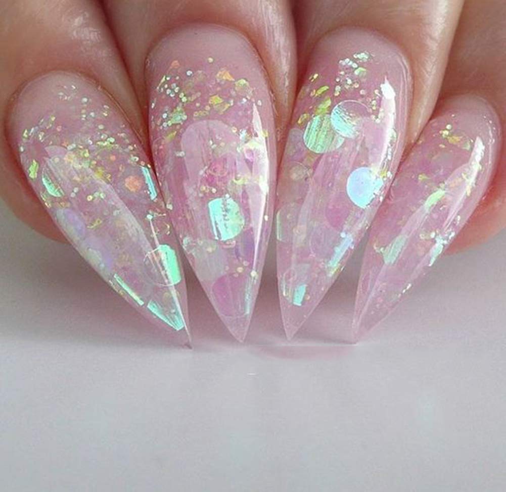 3D Mermaid Sequins Flakes - Iridescent DIY Glitter Stickers for Nail Art, Manicure & Makeup Decoration (12 Pots) | Perfect for Party Nails, Salon Designs & DIY Beauty Projects