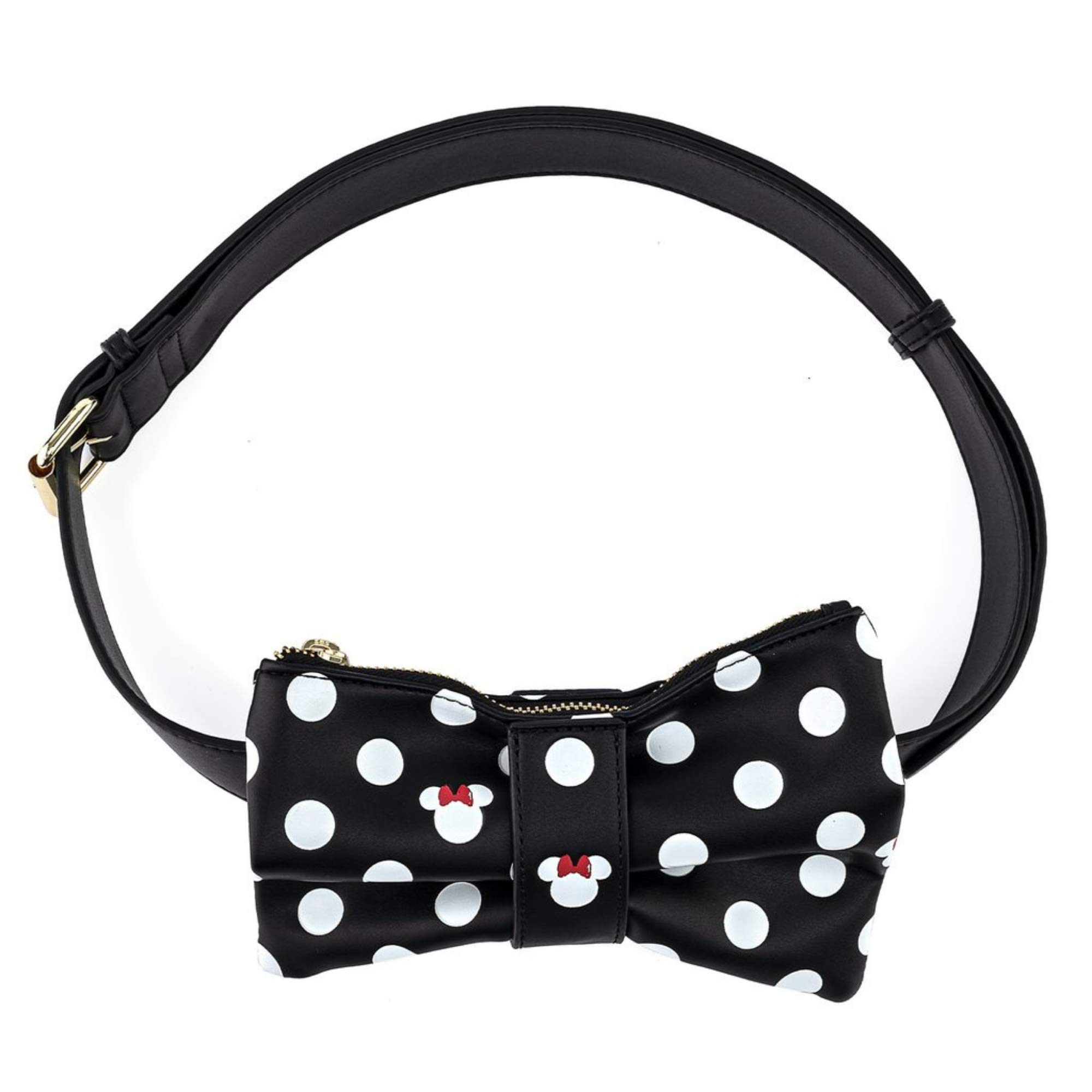 Disney Minnie Mouse Black & White Polka Dot Mini Shoulder Bag with Removable Waist Purse, 8.44
