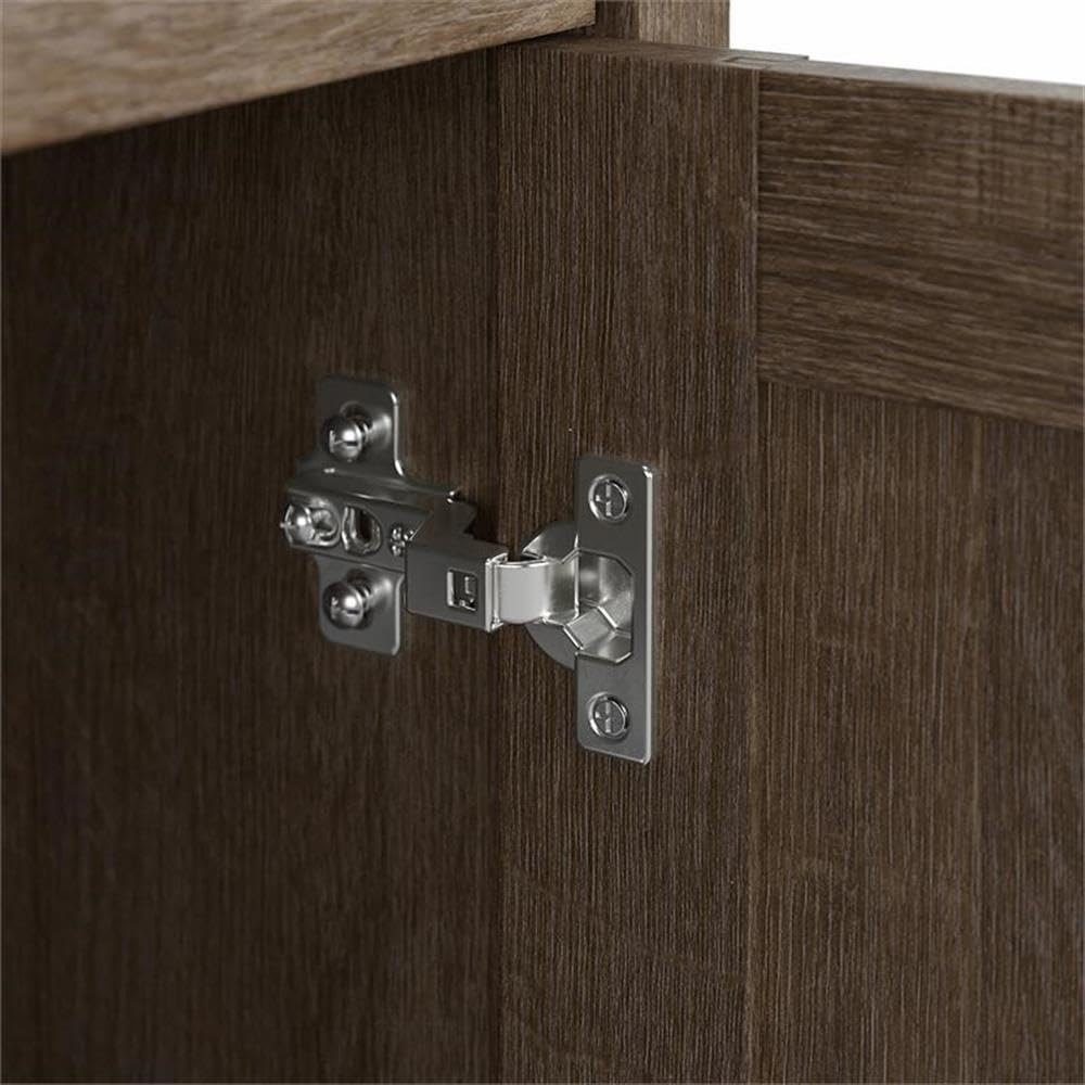 BOWERY HILL Modern Brown Engineered Wood Storage Cabinet with Doors - Perfect for Living Room, Bedroom & Home Office Organization