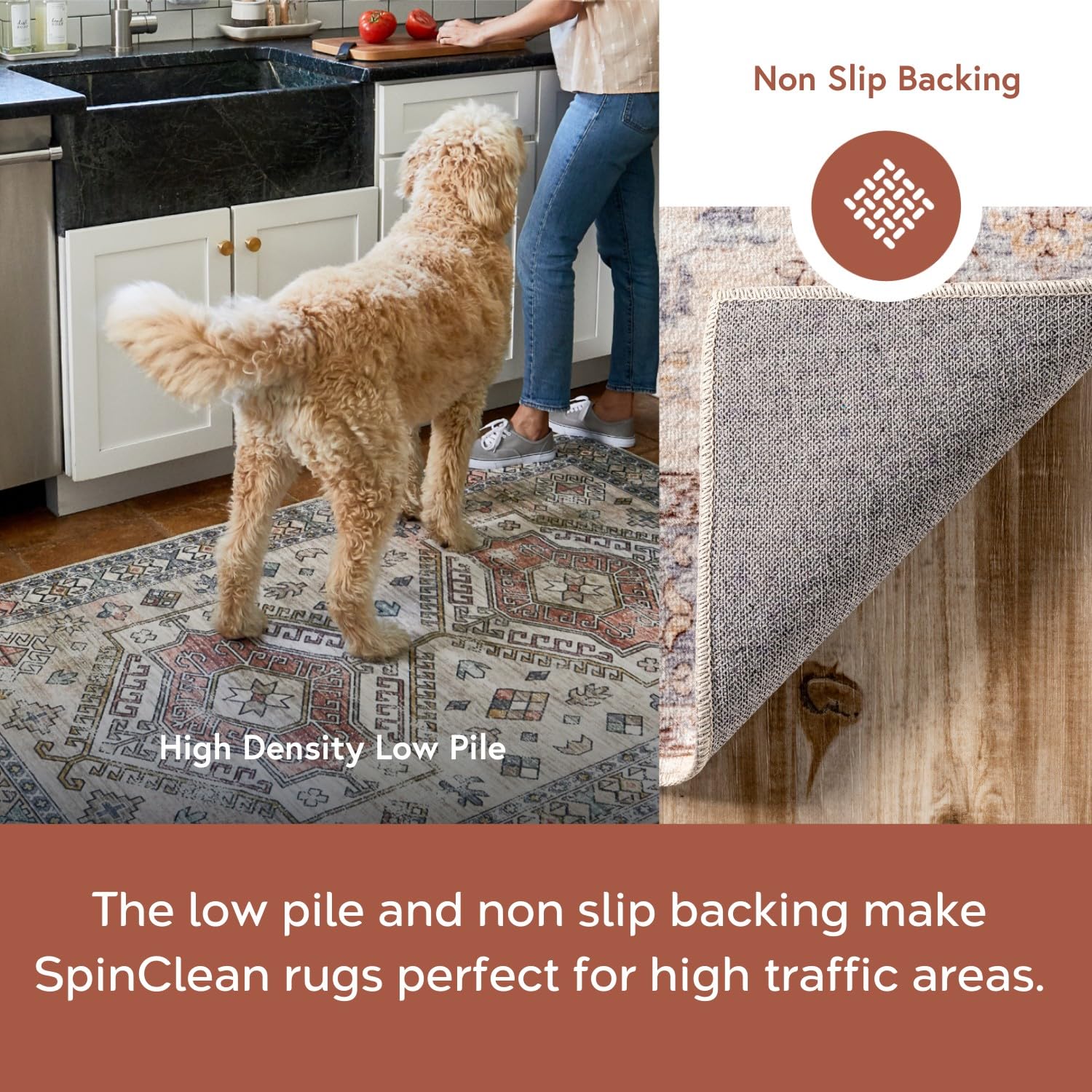 nuLOOM Patsy Blue 5' x 8' Washable Area Rug - Stain Resistant, Non-Slip Backing, Medium Pile for Living Room, Bedroom & Dining Room | Perfect for High Traffic Areas & Pet-Friendly Homes