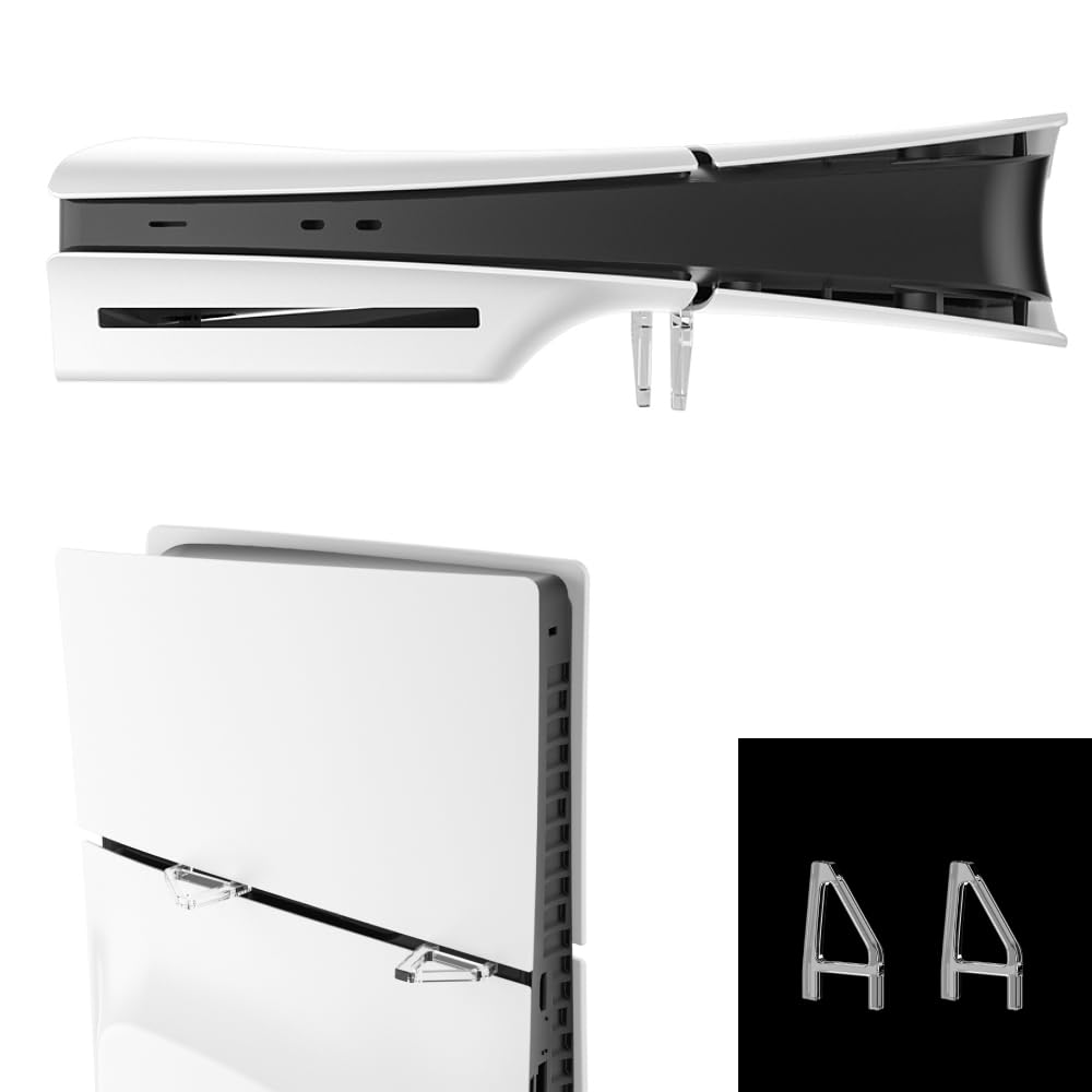 BeisDirect 2 Pack Horizontal Stand for PS5 Slim Console - Clear Landscape Base Stand for PS5 Slim Disc & Digital Edition - Perfect for Gaming Setup & Entertainment Centers