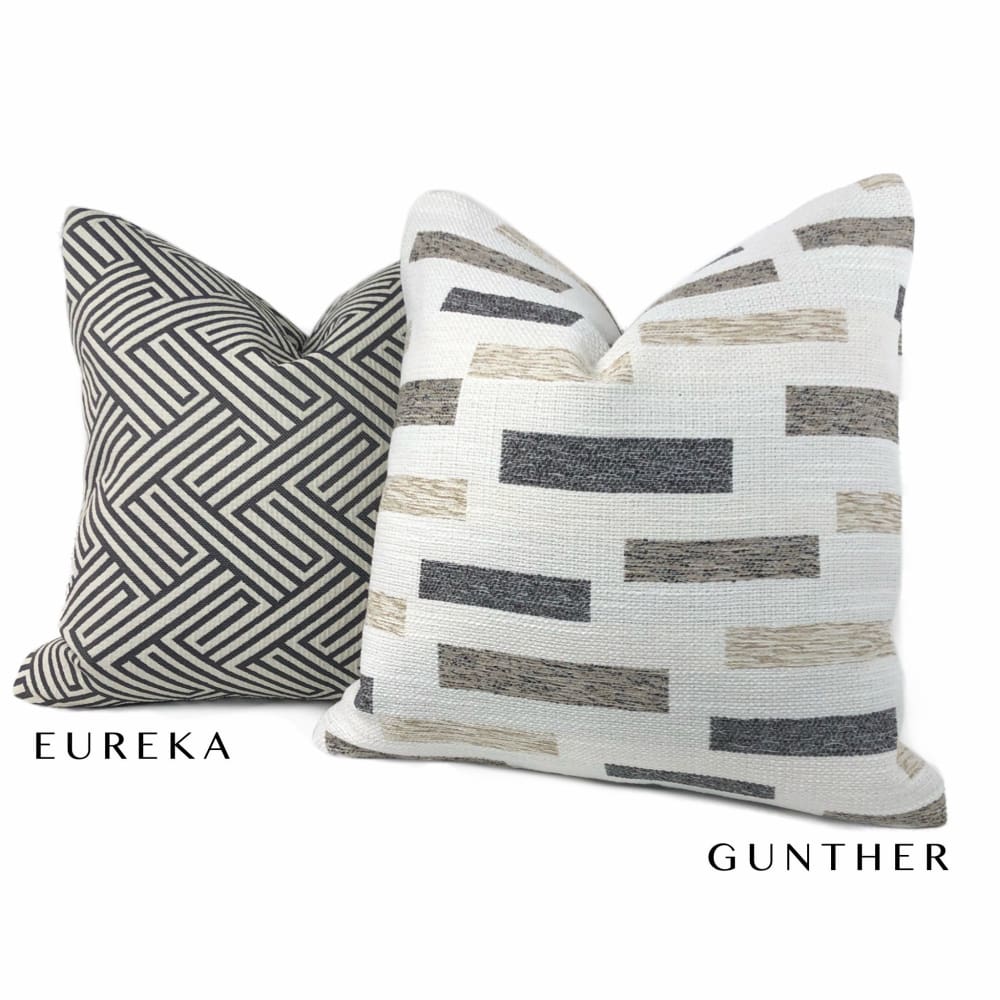 Premium Eureka Black Cream Greek Maze Pillow Cover - Breathable Performance Fabric for Sofa, Bed & Home Decor