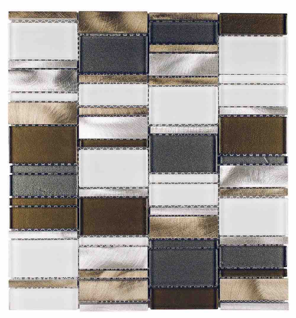 Modern Aluminum Glass Mosaic Tile - Peel and Stick Backsplash for Kitchen, Bathroom, Loft - Waterproof & Easy to Install DIY Home Decor