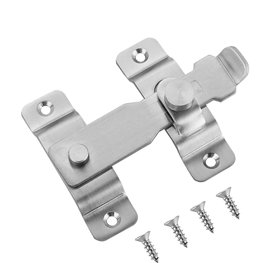 Heavy Duty Stainless Steel Flip Door Latch - JQK DL140-BN Brushed Finish Gate Lock for Security Doors, Gates & Fences | Outdoor & Indoor Use for Home, Garage, Shed & Barn Safety