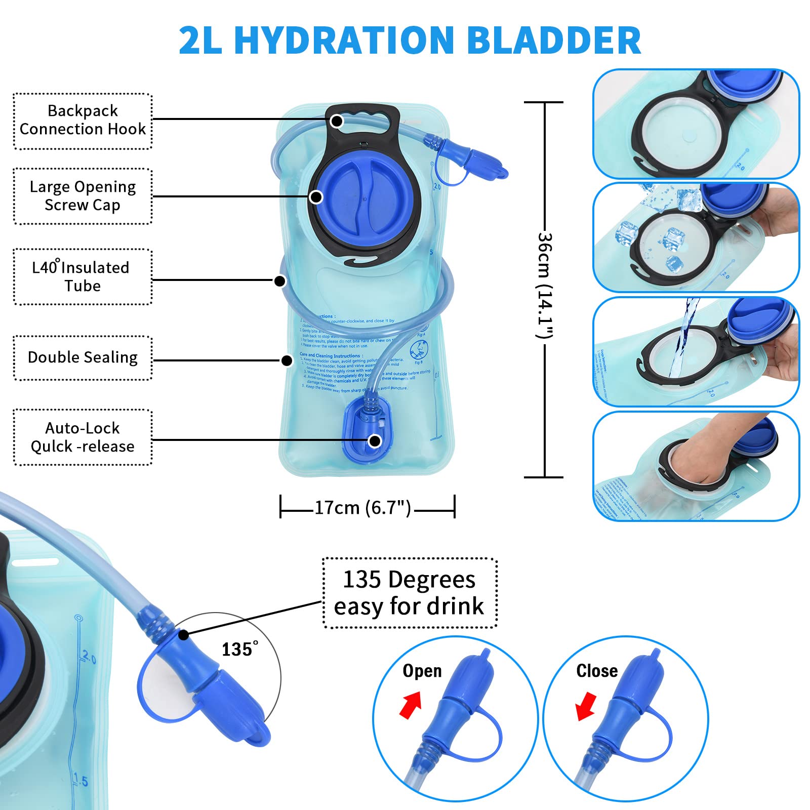 2L Hydration Backpack with Leak-Proof Bladder - Lightweight Water Pack for Running, Hiking, Cycling & Outdoor Activities | Perfect for Men & Women at Music Festivals, Marathons & Adventure Sports