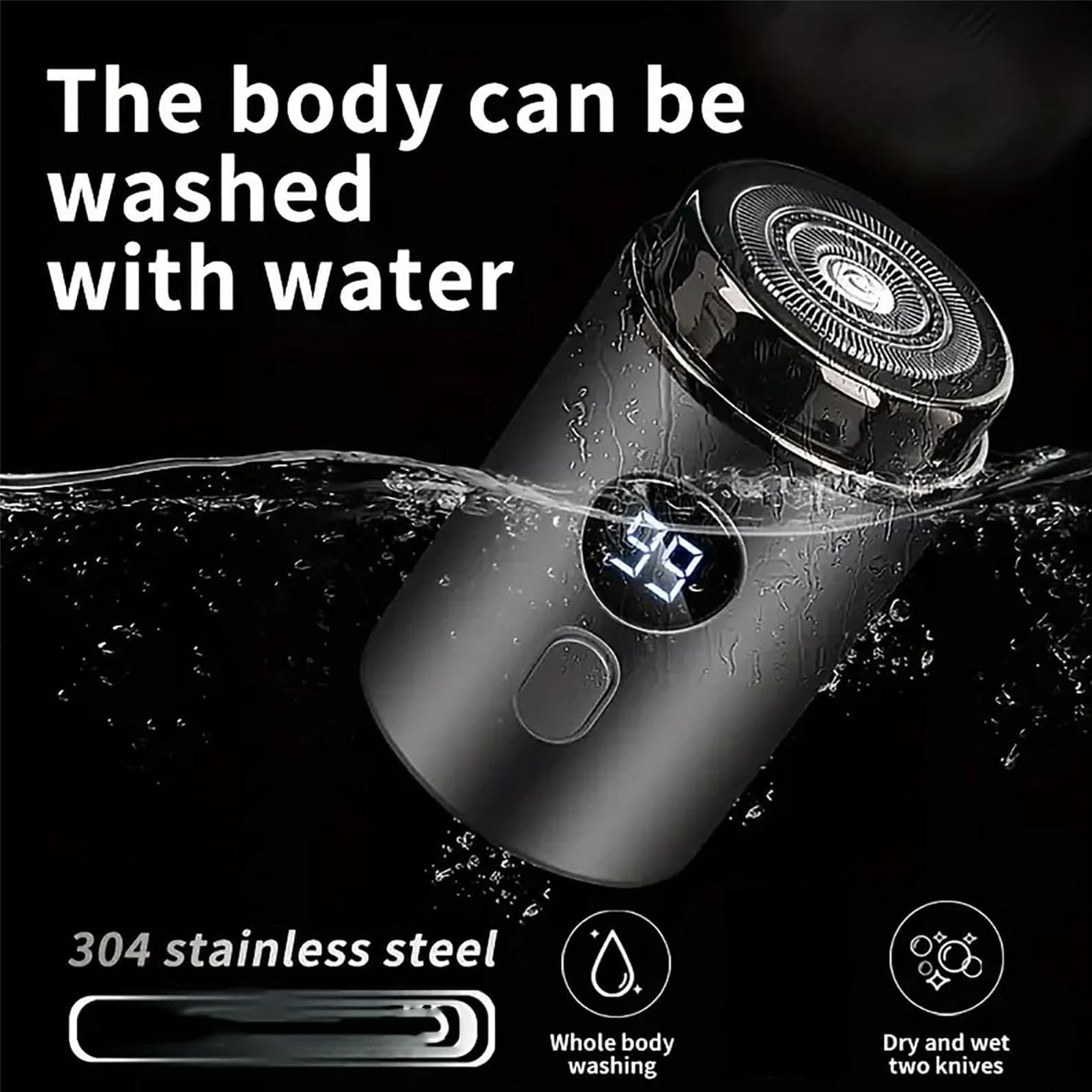 Vishopee Mini Portable Electric Shaver for Men - Gold Pocket Size Rechargeable & Washable Travel Razor - 2025 New Model - Perfect for Business Trips, Gym, and Daily Grooming