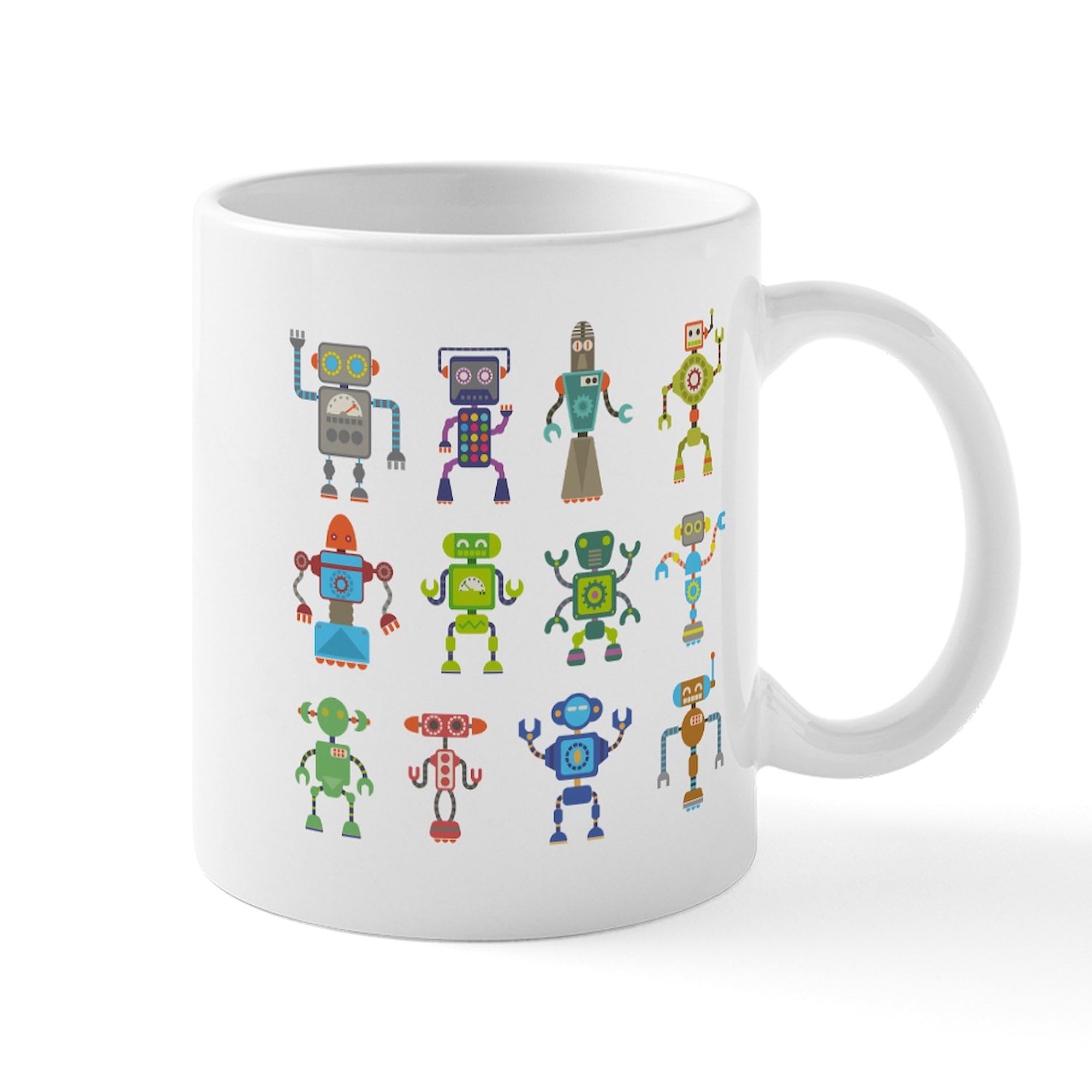 Phil Atherton Robots Design 11 oz (325 ml) Ceramic Coffee Mug - Perfect for Office, Home & Gift Giving | Unique Novelty Tea Cup
