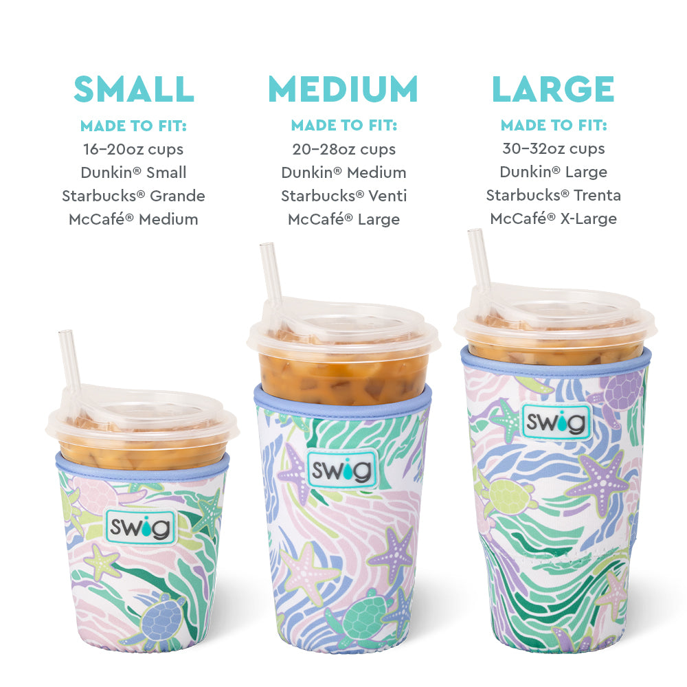 Sea Swirl Small Iced Cup Coolie - Insulated Beverage Sleeve for Cold Drinks | Perfect for Iced Coffee, Smoothies & Summer Parties