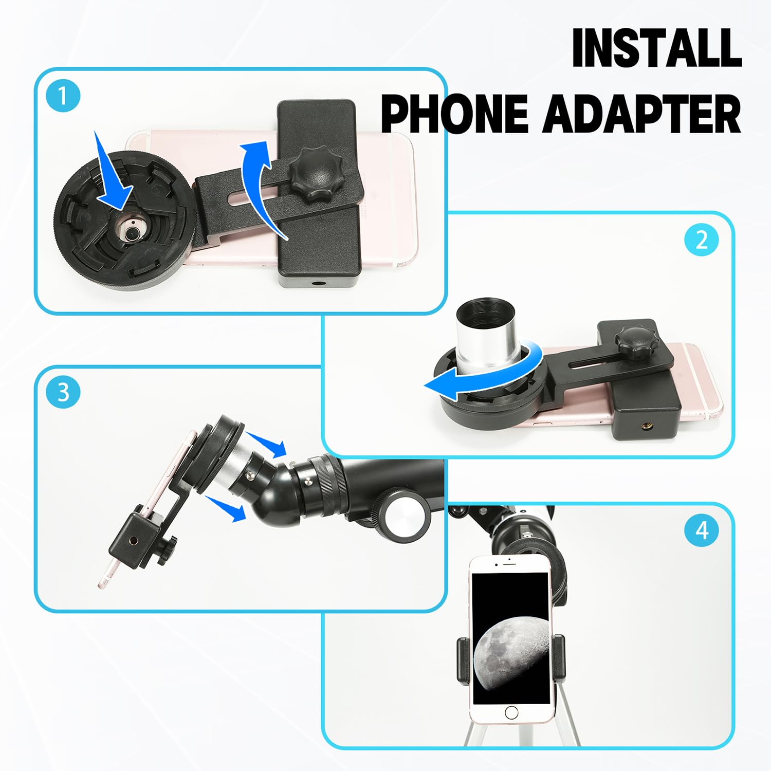 Premium Portable Refractor Telescope for Adults & Kids - High Powered Astronomy Telescope for Stargazing, Deep Space & Planets Observation - Includes Smartphone Adapter for Astrophotography - Perfect for Beginners, Travel & Outdoor Exploration