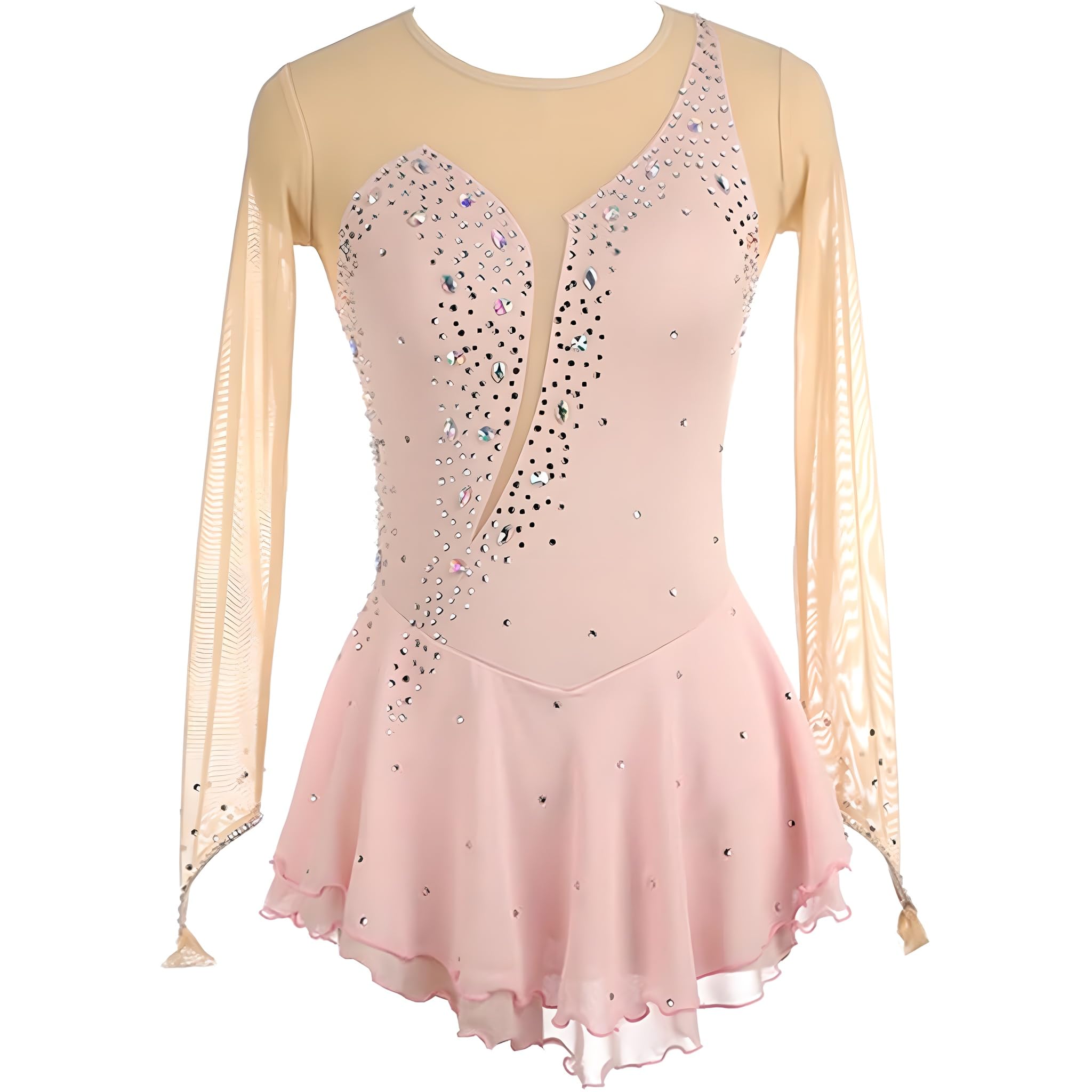Women's Ice Skating Dress & Roller Skating Outfit - Light Blue Figure Skating Costume for Girls & Ladies - Perfect for Ice Rink Performances, Competitions and Recreational Skating