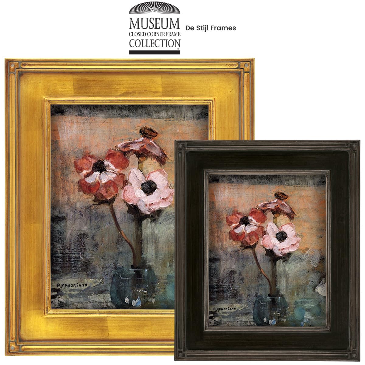 Creative Mark Plein Air Museum Collection De Stijl Open Back Art Frame - 11x14 Inch, 6 Pack Gold Finish - Art Deco Style Wood Frame with Hand-Leafed Museum Quality Closed Corners (Glass & Backing Not Included) | Perfect for Wall Art Display, Photo Frames, Home Decor & Gallery Exhibitions