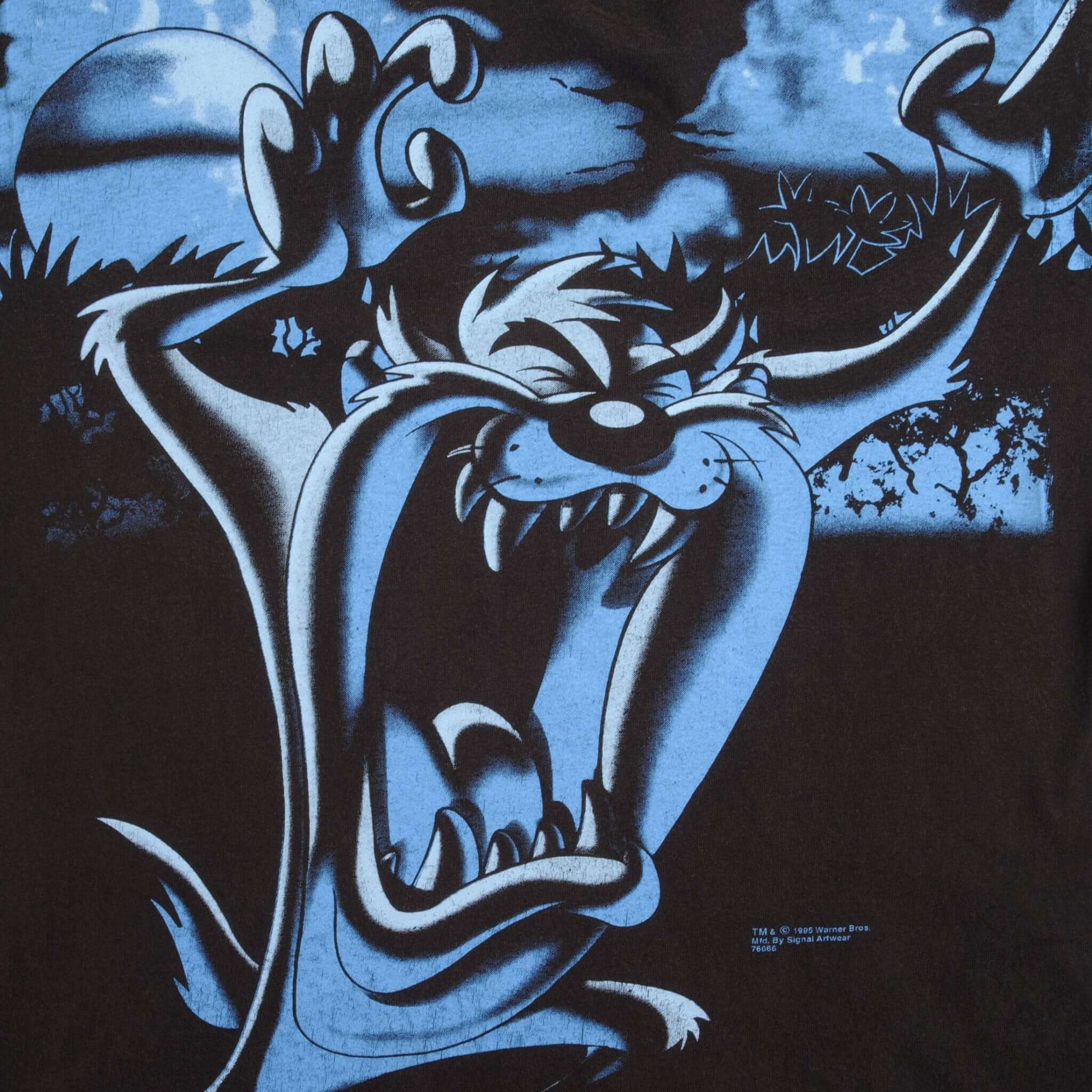 Vintage Looney Tunes Taz 1995 Graphic T-Shirt - Large Youth (14/16) - Classic Cartoon Character Tee for Casual Wear, Retro Fashion & Collectors