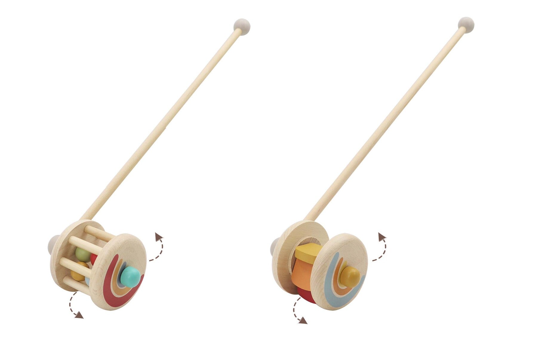 Calm & Breezy Push Along Wooden Tumbler Toy - Rolling & Flipping Wooden Baby Toy for Toddlers - Perfect for Early Learning, Motor Skills Development & Sensory Play
