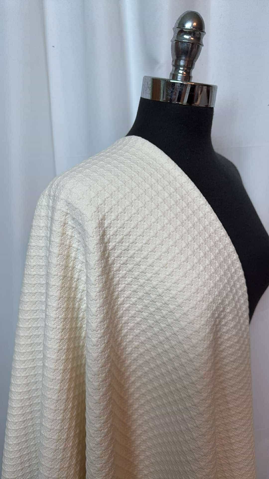 Ivory Polyester Spandex Quilted Fabric - 3 Yard Cut for DIY Sewing, Quilting, and Home Decor Projects