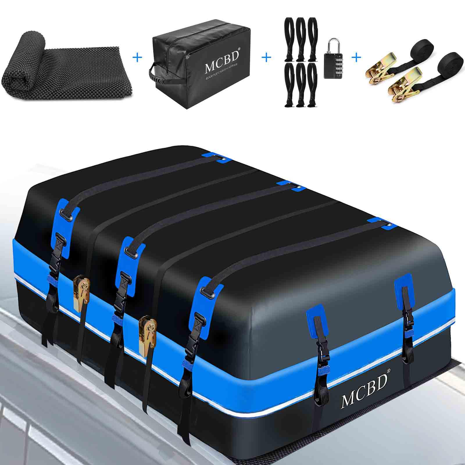 30 Cubic Feet Waterproof Rooftop Cargo Carrier Bag - Universal Soft-Shell Car Roof Storage for SUVs & Vehicles (With/Without Rack) | Durable Travel Luggage Solution for Road Trips, Camping & Outdoor Adventures | Blue