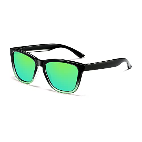 A16:gradient Black Frames Mirrored Green Lens
