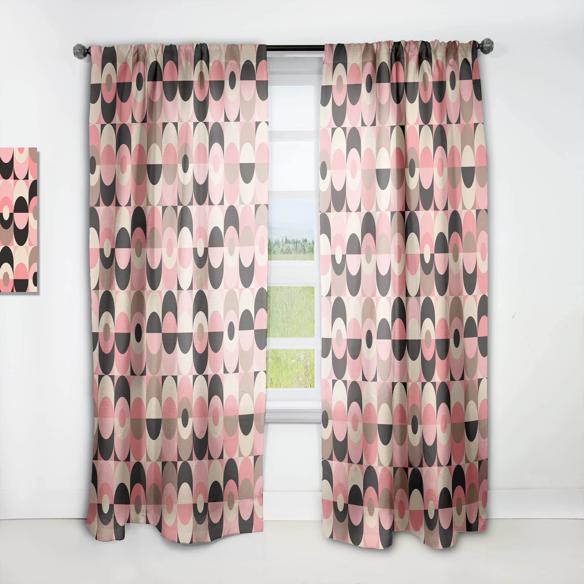 DesignQ Retro Geometric XI Thermal Insulated Curtains - Single Panel 52x108 - Blackout Drapes for Bedroom & Living Room - Perfect for Home Decor & Noise Reduction