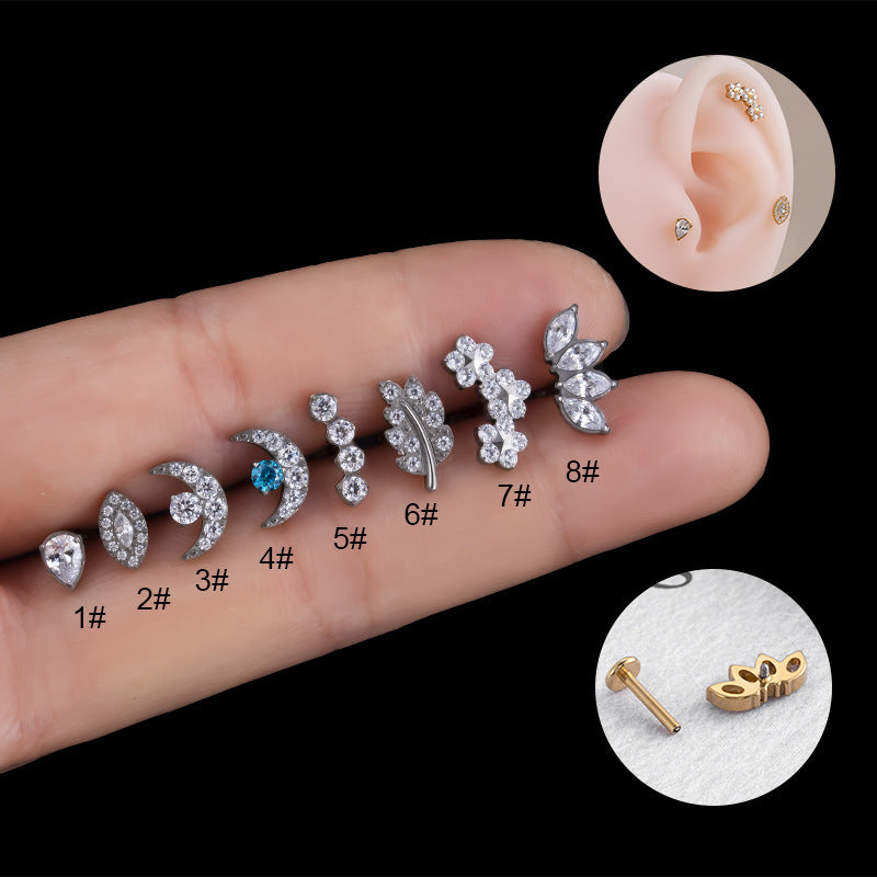 16G Titanium Cartilage Earrings - Moon & Leaf Design Tiny Hoop Earrings for Women | Hypoallergenic Body Jewelry for Daily Wear & Special Occasions
