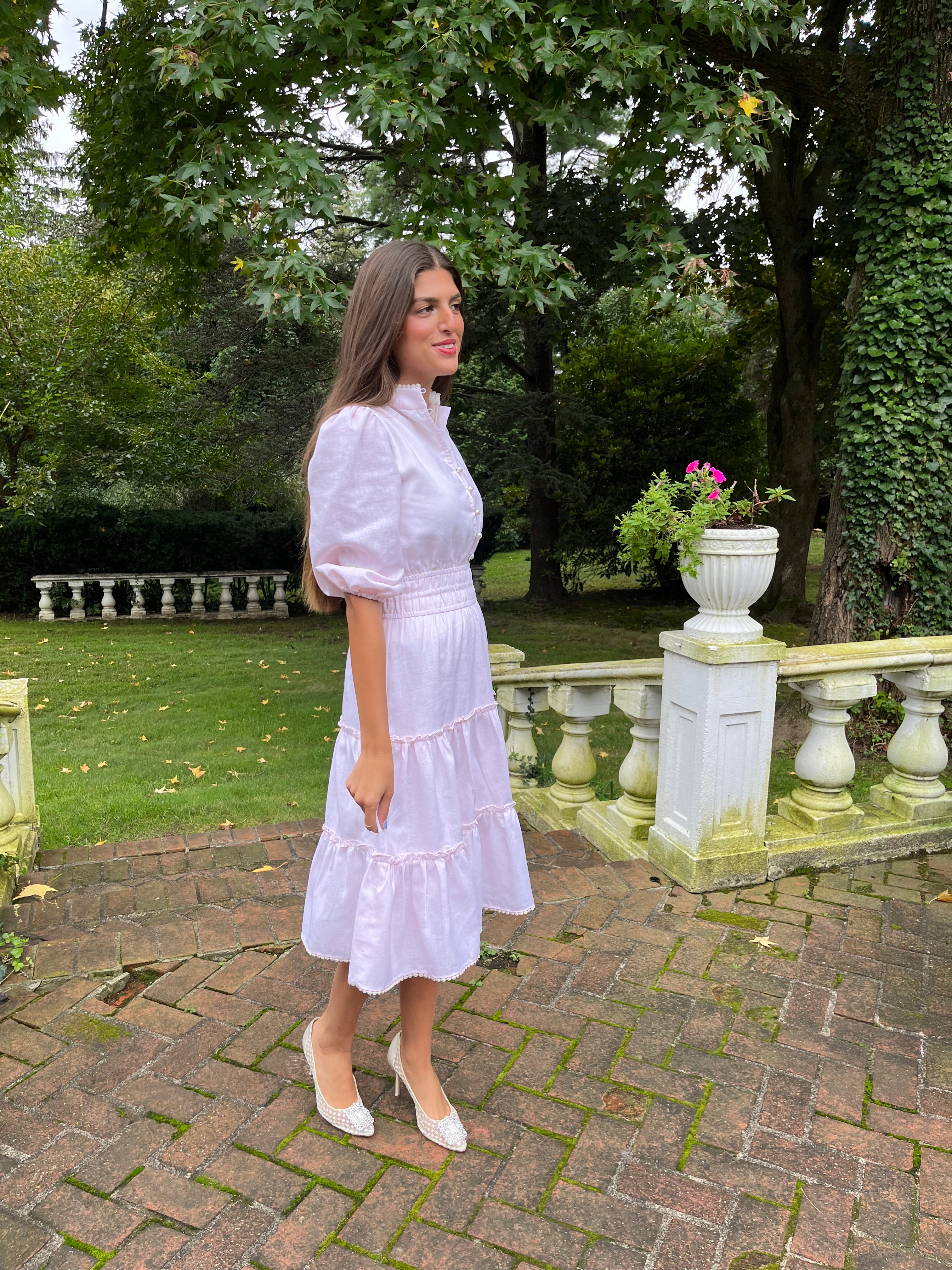 Elegant Pale Pink Linen Dress for Women - Summer Casual Flowy Maxi Dress - Perfect for Beach Vacations, Brunch Dates & Outdoor Weddings