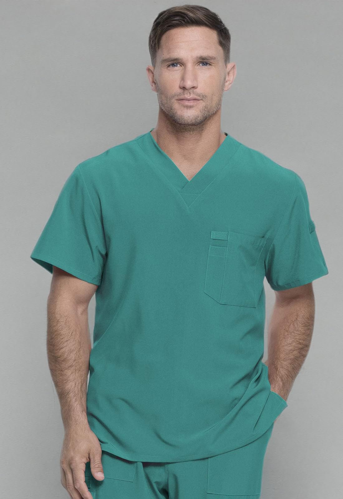 Dickies EDS Essentials Men's Scrubs Top - Tuckable V-Neck Work Shirt DK635 - Comfortable Medical Uniform for Doctors, Nurses & Healthcare Professionals