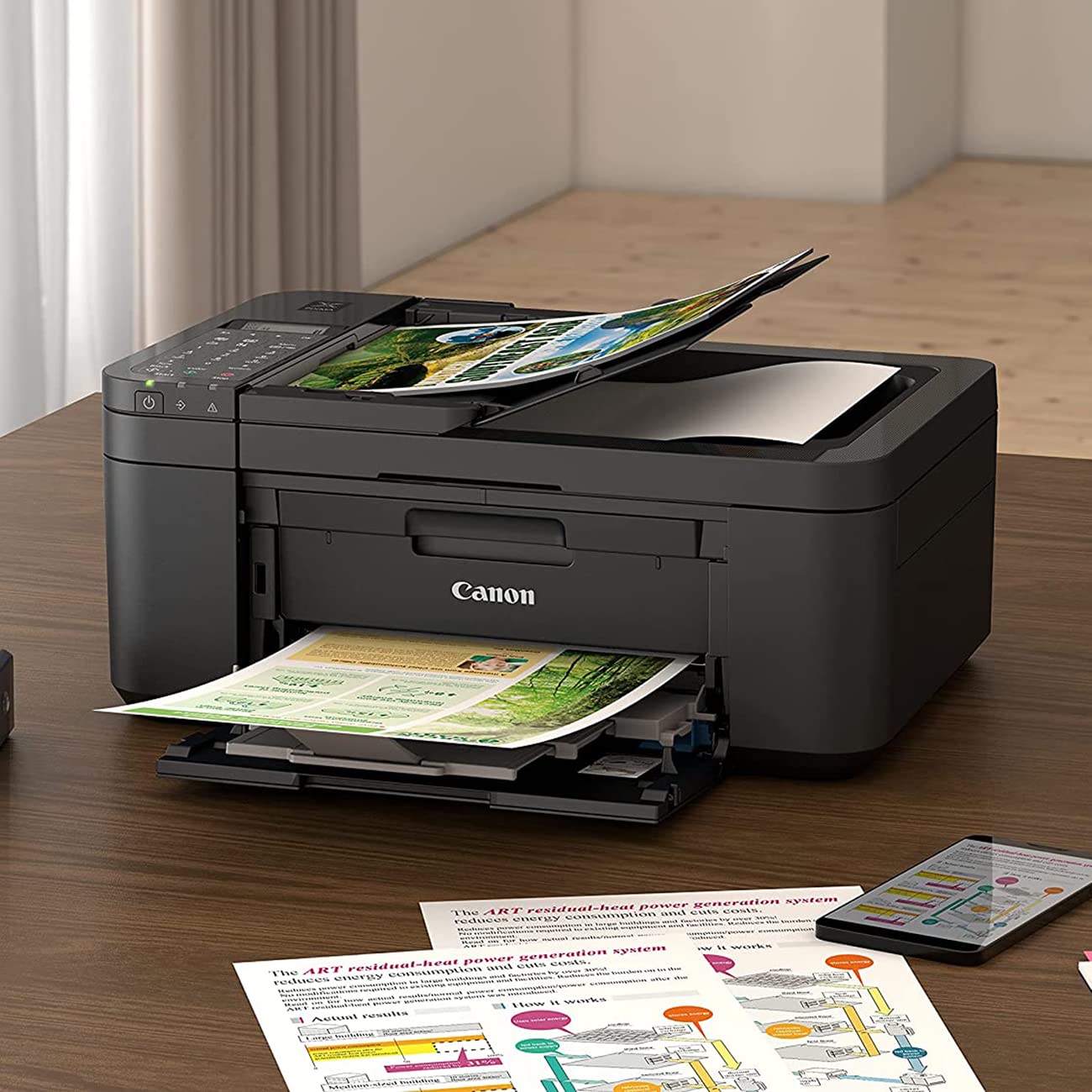 Canon PIXMA TR4720 Wireless All-in-One Printer with Auto Document Feeder - Mobile Printing, Copy, Fax & Scanner | Includes USB Cable & Business Software Kit | Perfect for Home Office & Small Business Use
