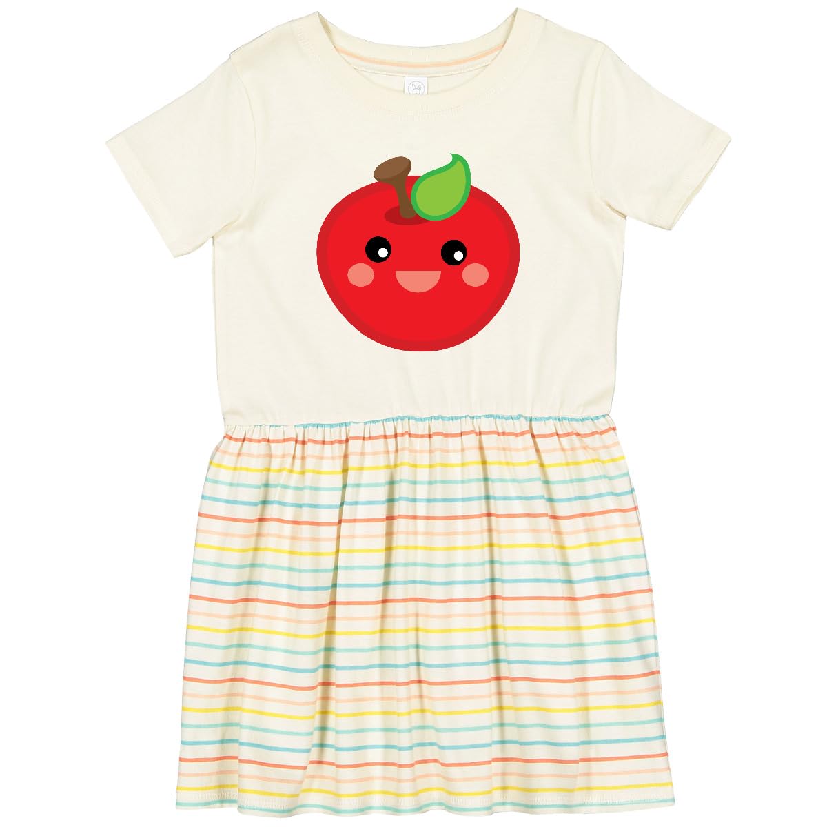 Inktastic Smiling Apple Toddler Dress - Cute & Comfortable Baby Girl Outfit for Playdates, Daycare & Family Photos | Soft Cotton Casual Wear for 1-3 Years Old