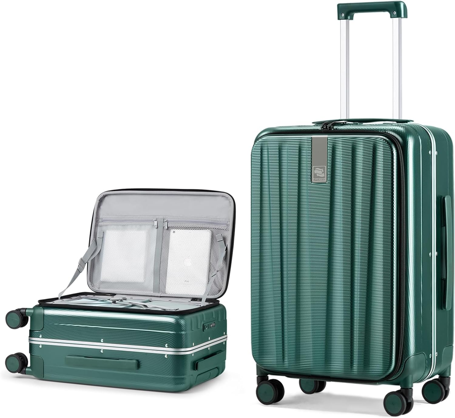 Hanke 26 Inch Large Checked PC Hard Shell Suitcase with Aluminum Frame & Wheels - Top Opening Design for Men & Women (Bamboo Green) | Perfect for Air Travel, Business Trips & Vacation Luggage