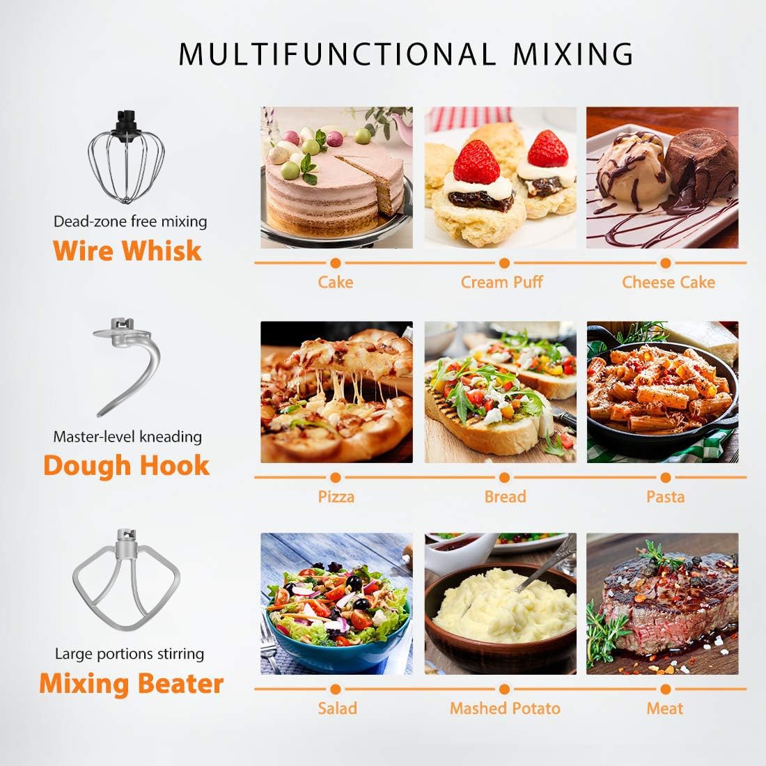 VIVOHOME 3-in-1 Multifunctional Stand Mixer with 6-Quart Stainless Steel Bowl, 650W 6-Speed Tilt-Head Meat Grinder & Juice Blender, Silver - Perfect for Baking, Grinding Meat & Making Smoothies at Home