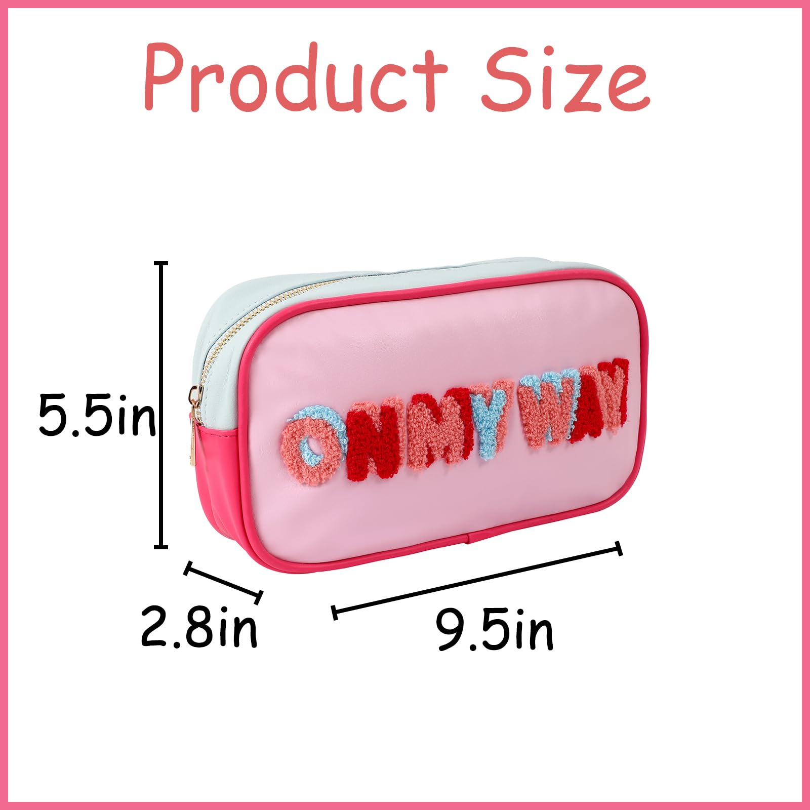 Cute PU Leather Letter Makeup Bag - Waterproof Cosmetic Organizer for Women & Girls | Travel & Daily Use