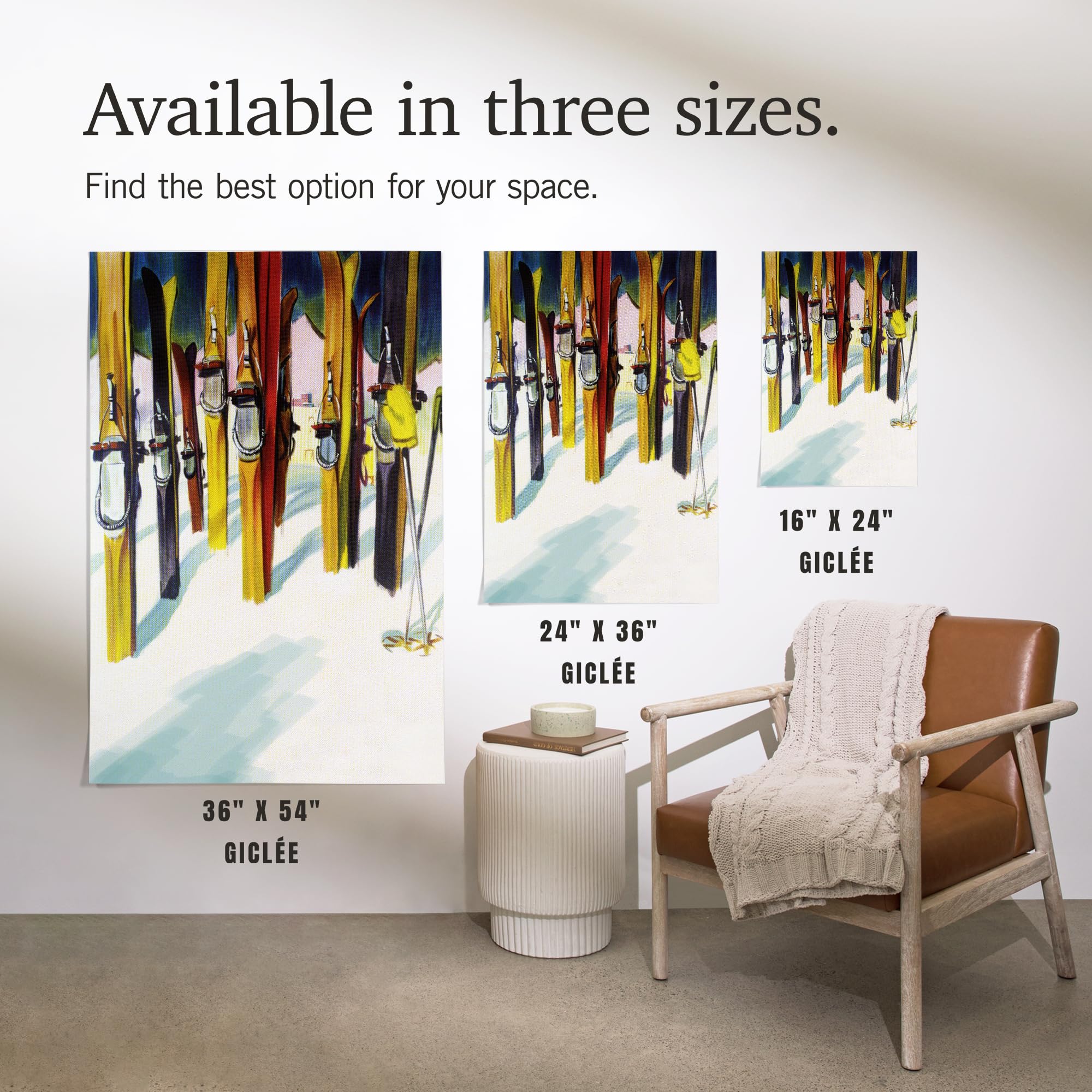 Lantern Press 16x24 Inch Giclee Art Print - Vibrant Ski Landscape Wall Decor for Living Room, Bedroom & Office | Premium Quality Framed Artwork