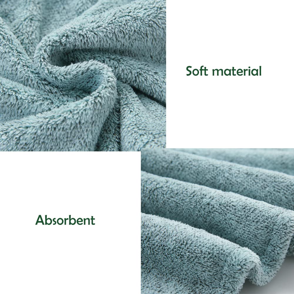 2 Pack Super Absorbent Microfiber Hair Drying Towels - Hair Wrap Turban with Button for Fast Drying (Star Green & Camel) | Perfect for Post-Shower, Salon, Travel & Home Hair Care