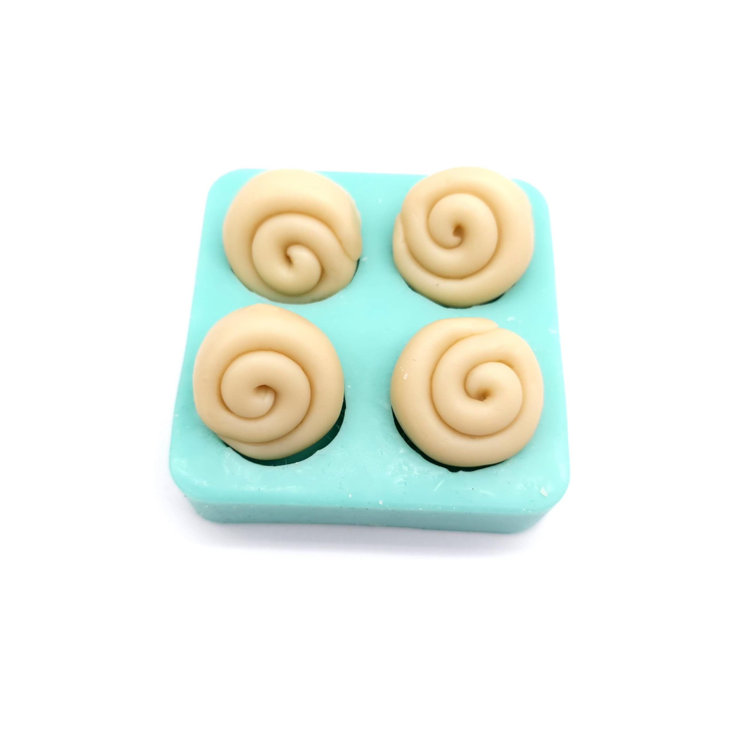 1 Inch Mini Cinnamon Roll Silicone Mold - 4 Cavity Wax Melts, Soap & Candle Making Mold for Baking, DIY Crafts - Perfect for Homemade Desserts, Party Favors and Gift Making (Model D: NC027)