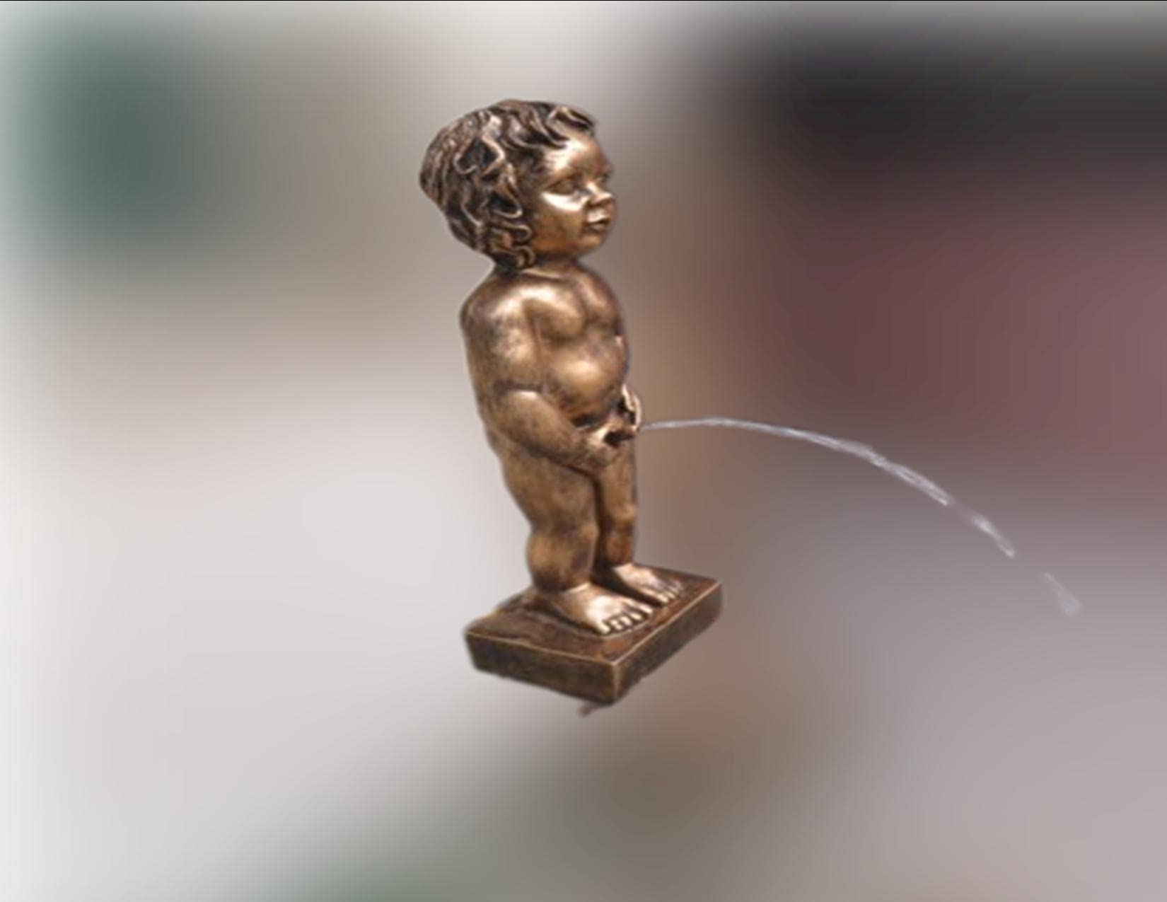 24 Inch Tall Belgium Boy Manneken Pis Pond Statue - Gold Polyresin Spitter Fountain for Water Gardens & Outdoor Decor | Perfect for Backyard Ponds, Patio Water Features & Landscape Sculptures