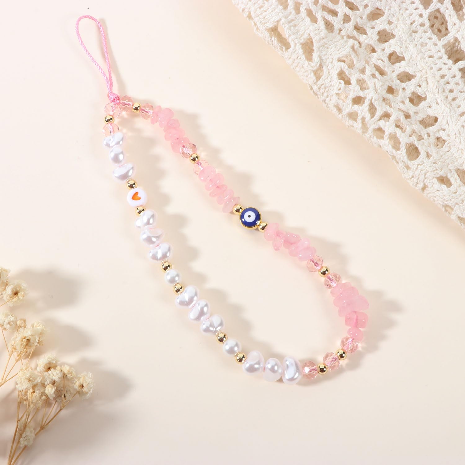 Evil Eye Phone Charm - Beaded Crystal Phone Lanyard Strap with Keychain - Protection Jewelry for iPhone Samsung Android - Perfect for Everyday Use, Gifts & Travel Accessories