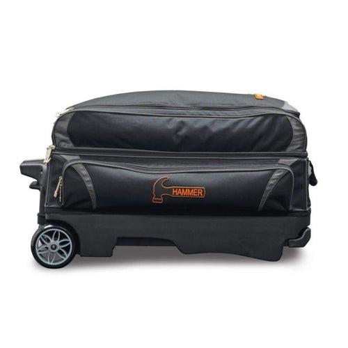 Premium Black/Grey Double Roller Bowling Bag - Durable & Spacious for Bowling Balls, Shoes & Accessories | Perfect for League Play, Tournaments & Practice Sessions