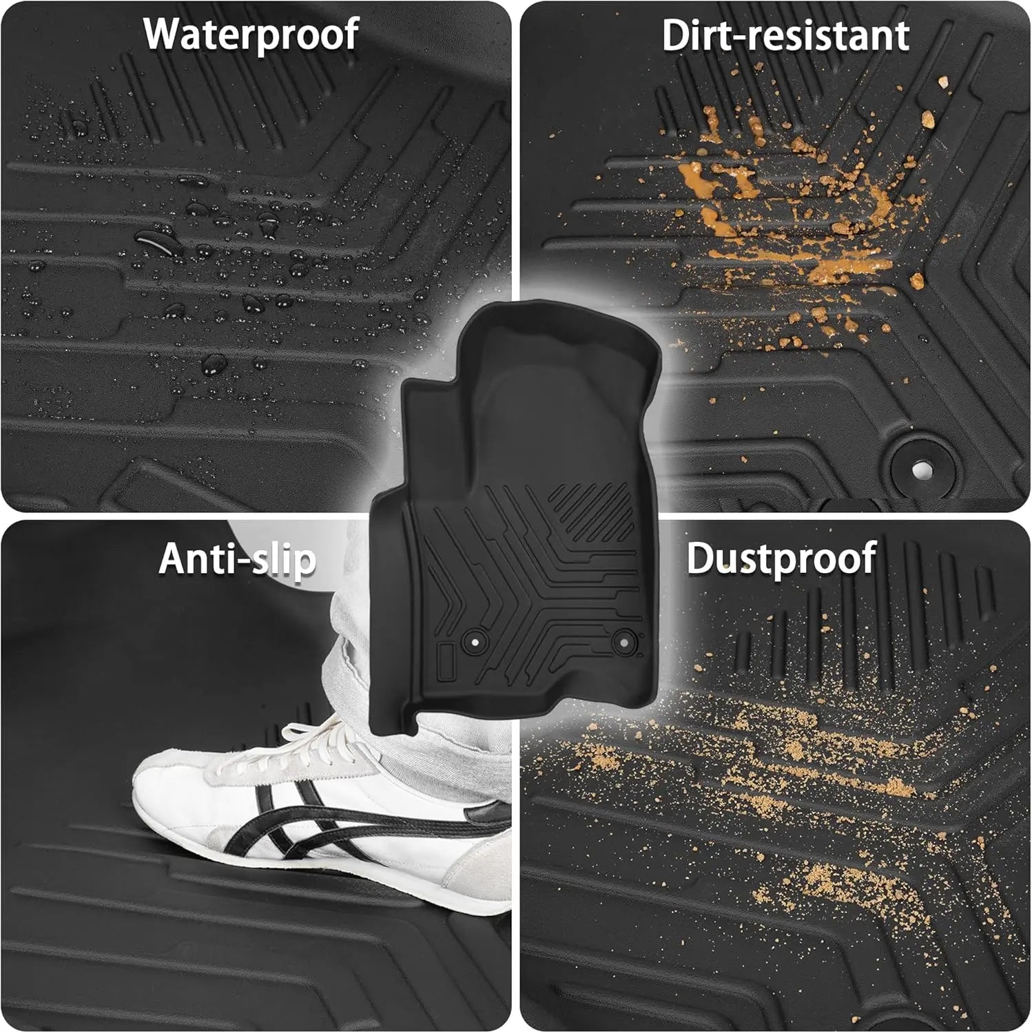 3-Piece All-Weather Floor Mats for 2019-2025 Chevrolet Silverado 1500/GMC Sierra 1500 & 2020-2025 Silverado/Sierra 2500HD/3500HD Crew Cab - Rear Row with Carpeted Under Seat Storage - Durable Protection for Mud, Snow & Spills