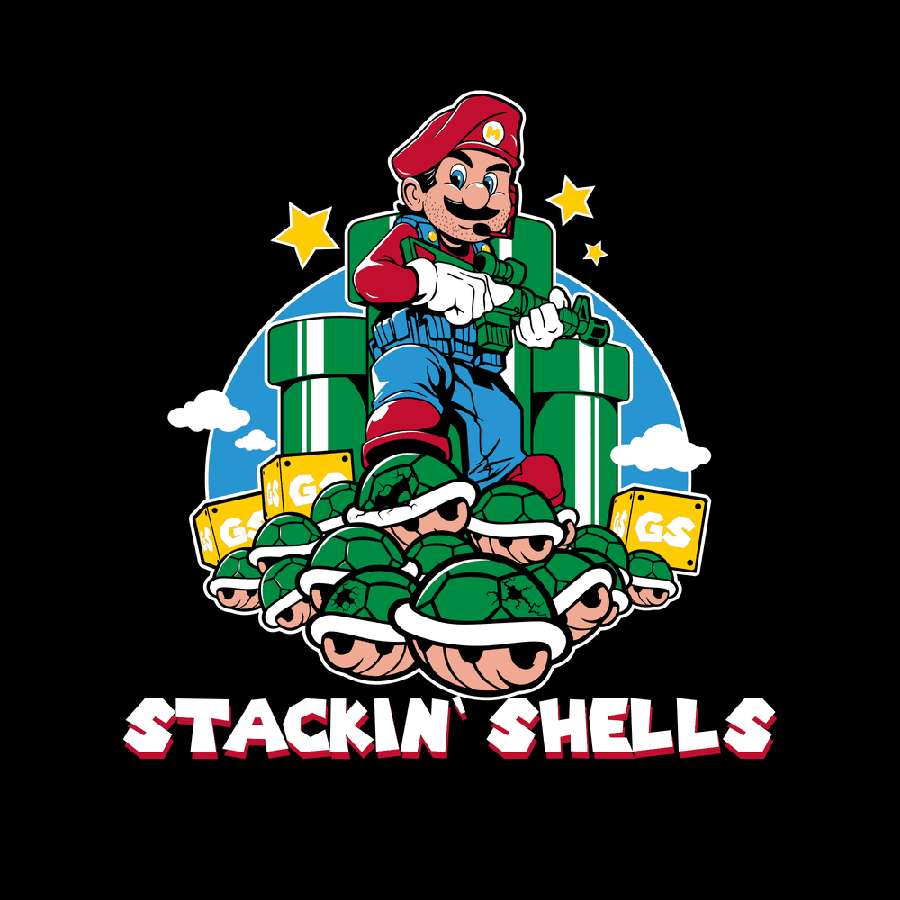 Stackin' Shells Graphic T-Shirt for Men & Women - Soft Cotton Black Tee - Casual Streetwear & Beach Outfit