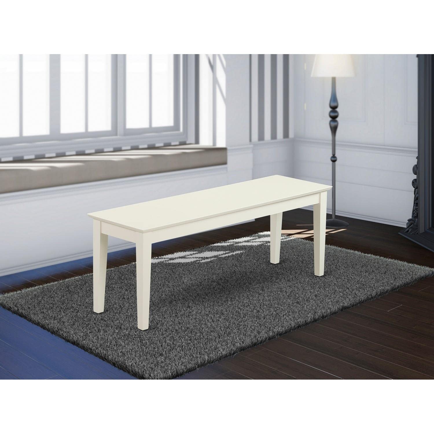 East West Furniture Capri Dining Table Bench - Solid Wood Seat, 51x15x18 Inch, Linen White - Perfect for Kitchen, Dining Room, and Breakfast Nook