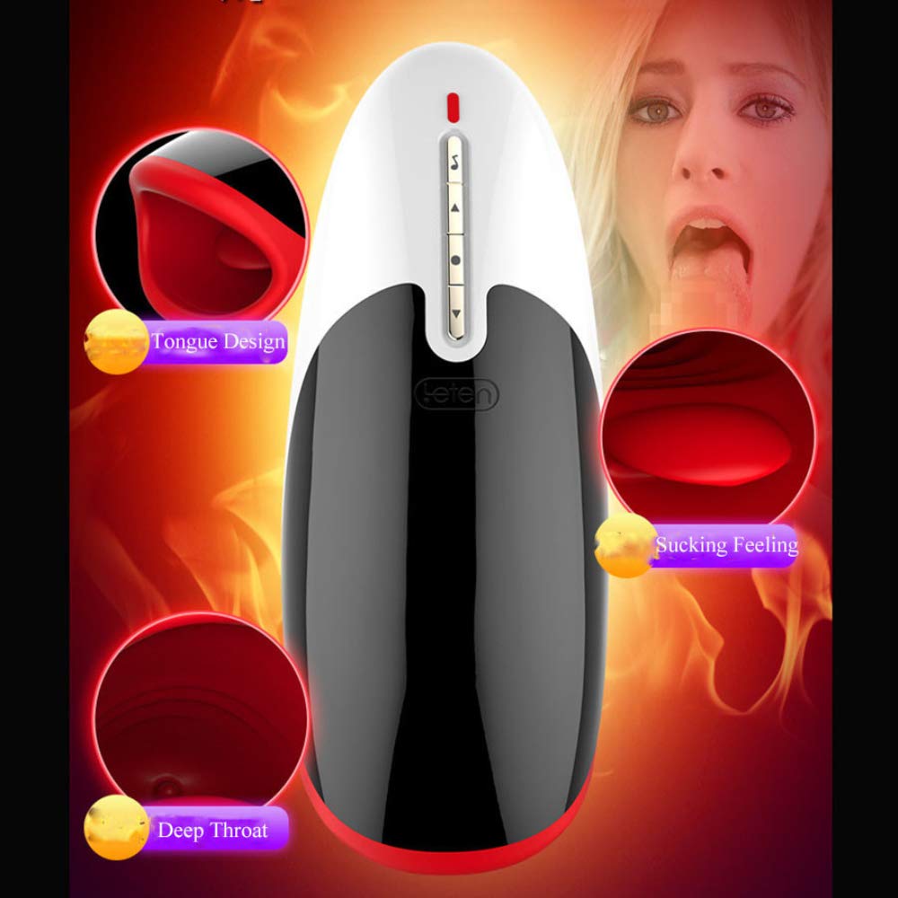 Intelligent Heating Deep Throat Oral Stimulator for Men - Tongue & Lip Sucking Device for Enhanced Pleasure - Perfect for Couples Play & Solo Use