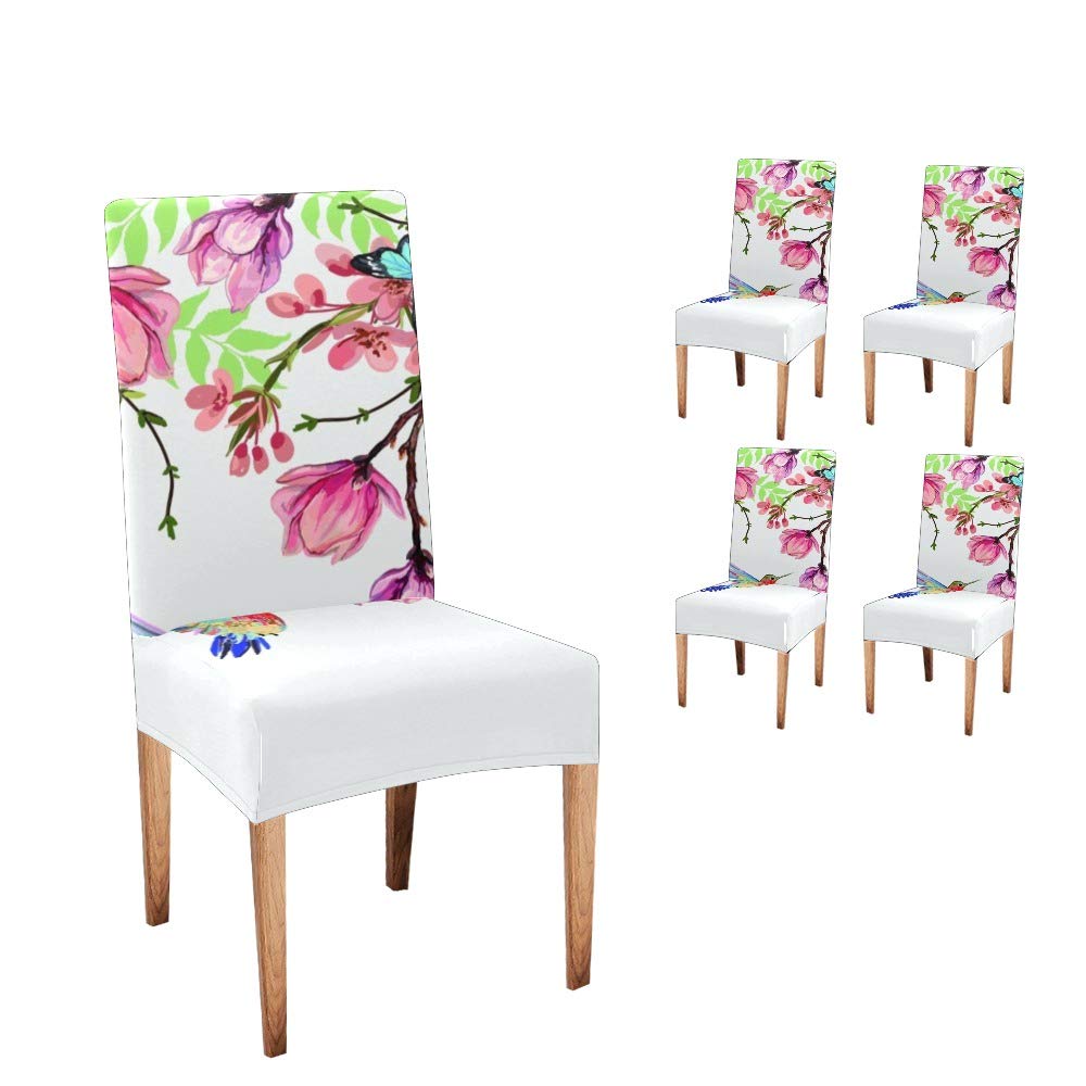 Anneunique CUXWEOT Floral Dining Chair Covers Set of 4 - Japanese Style Washable Slipcovers, Soft Seat Protectors for Kitchen, Restaurant & Party Decor - Perfect for Home, Wedding and Holiday Gatherings