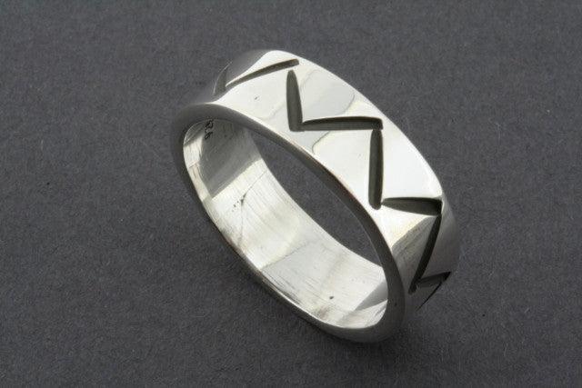 Etched Zigzag Band Sterling Silver Ring - Elegant Handmade Jewelry for Women, Perfect for Everyday Wear & Special Occasions