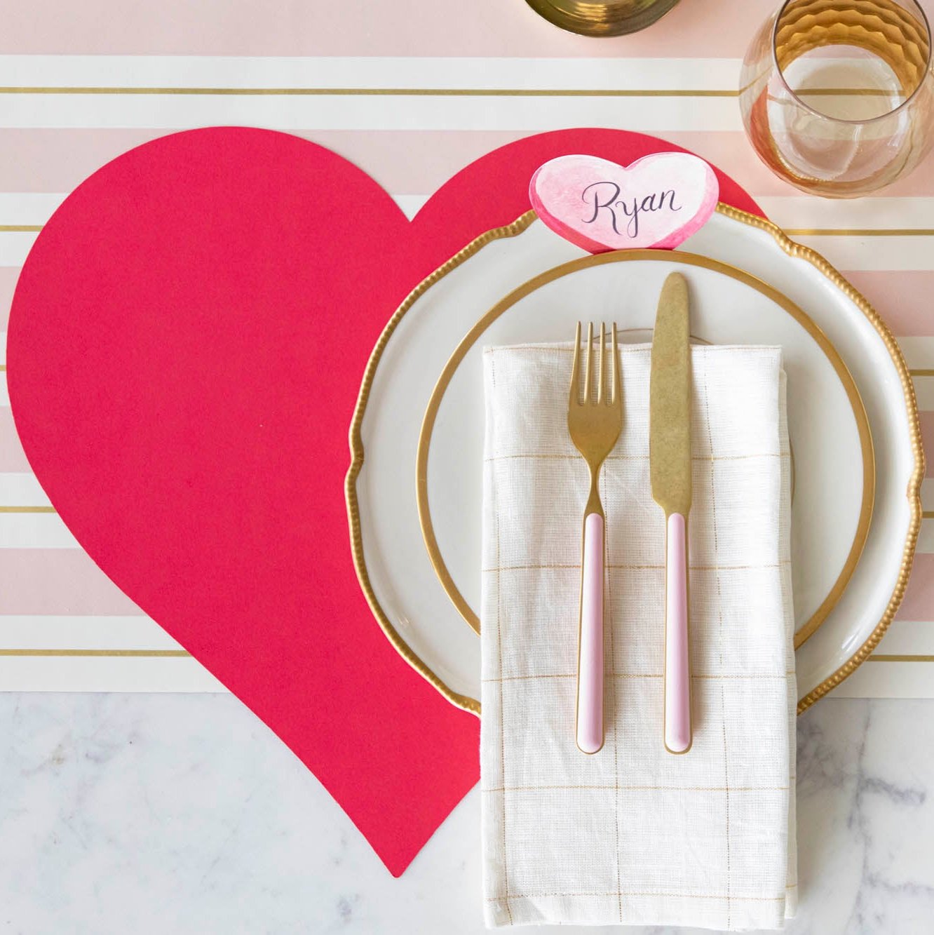 Red Heart Shaped Placemats for Dining Table - Decorative Die Cut Table Mats for Valentine's Day, Anniversary & Romantic Dinner Decor