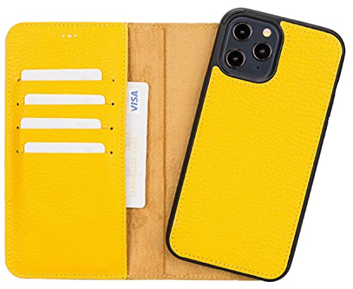 VENOULT Genuine Leather Wallet Case for iPhone 14 Pro Max/14 Max/14 Pro - RFID Blocking Card Holder with Car Mount Flip Cover (Compatible with iPhone 13 Pro 6.1