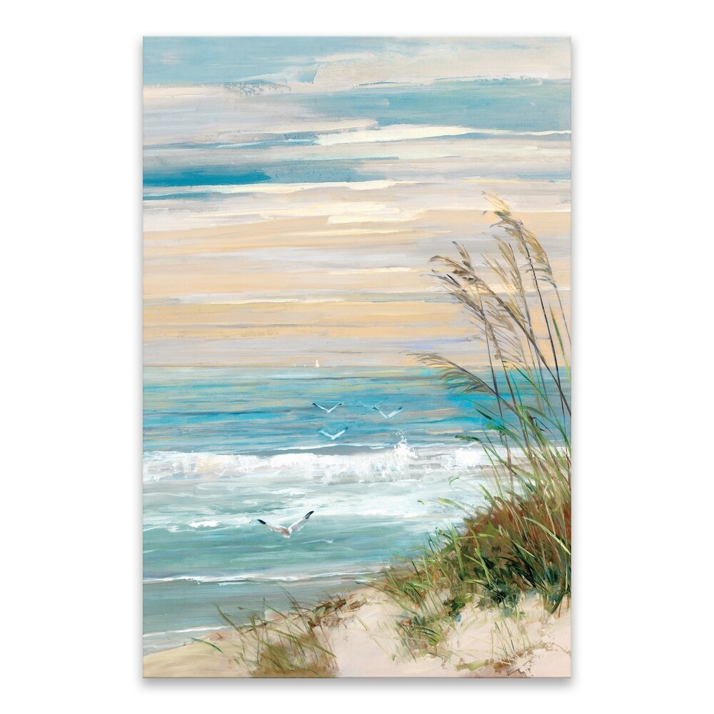 Beach at Dusk Hand-Painted Canvas Wall Art - 24x36 Inches Multi-Color Landscape Painting - Perfect for Living Room, Bedroom & Beach House Decor