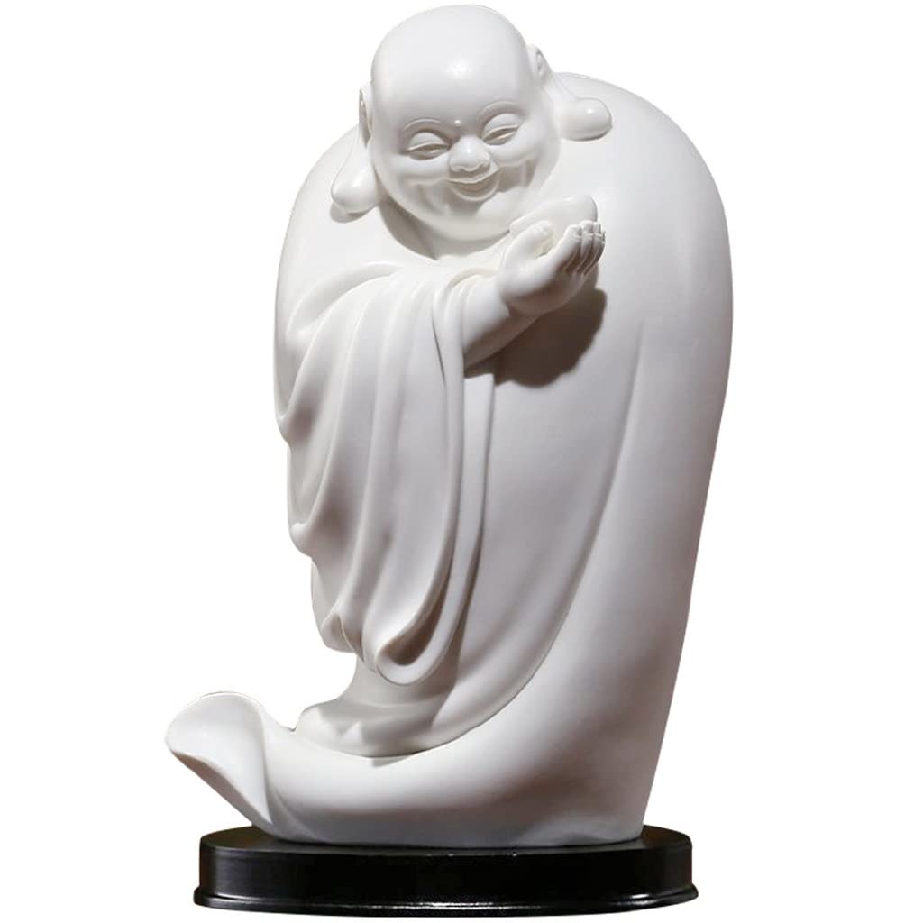 Ceramic Lucky Buddha Statue - Handcrafted Office & Home Decor for Meditation, Feng Shui, and Positive Energy | Perfect for Desk, Living Room, Bedroom, or Gift (Color A)