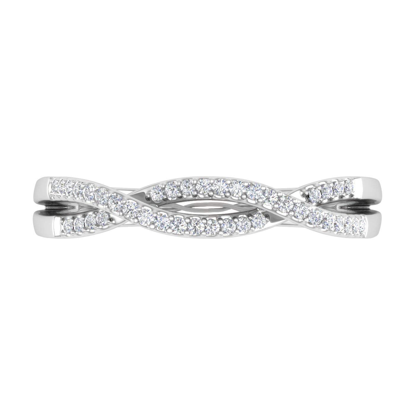 FINEROCK 10K Gold Diamond Twisted Wedding Band Ring for Women - 0.13 Carat IGI Certified Diamond Eternity Ring - Perfect for Engagement, Anniversary & Bridal Jewelry Gifts