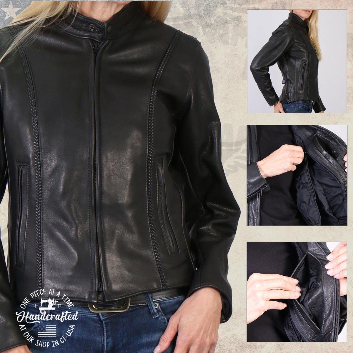 Milwaukee Leather MLJKL5002 Women's Black Premium Motorcycle Jacket - Genuine USA Made Leather Biker Jacket for Riding & Fashion